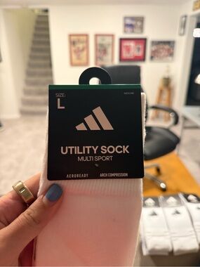 adidas White Utility Sock Multi-Sport Size L